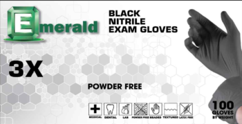翡翠3 x黑色无乳胶无粉3-Mil Nitrile Exam Gloves