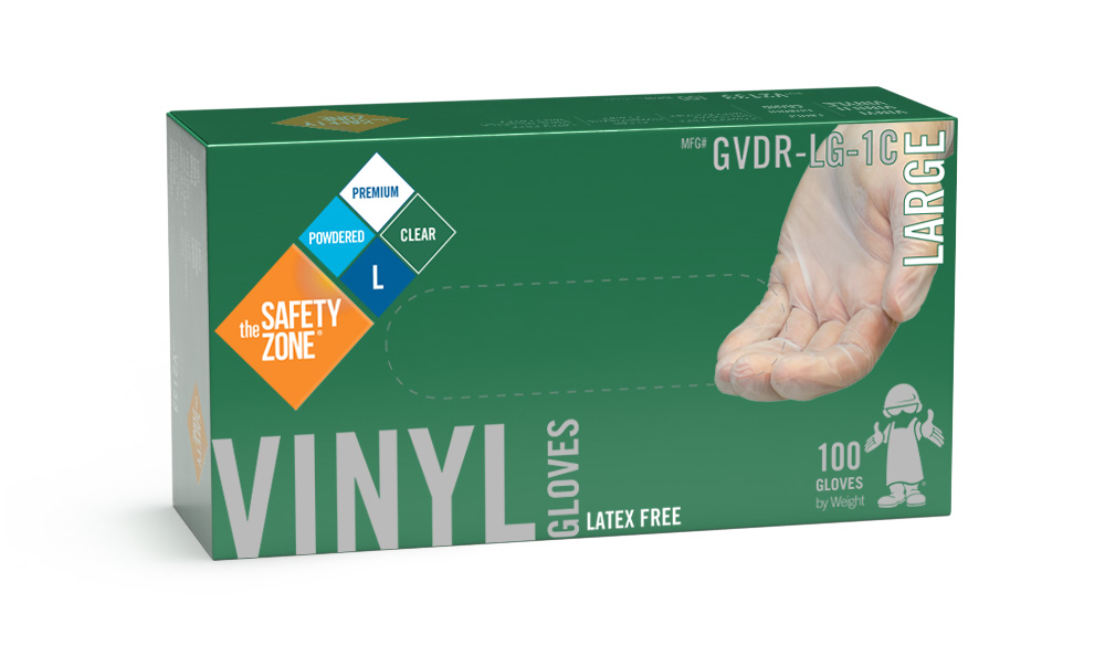 #GVDR-1C供应源安全地带®粉状5毫升通用无乳胶透明乙烯基手套
