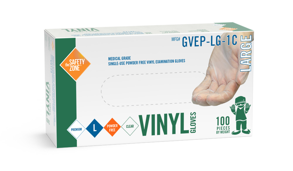 #GVEP-SIZE-1C安全地带®无粉标准透明乙烯基手套