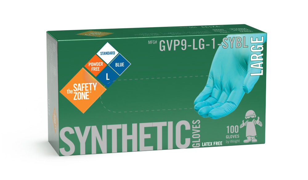#GVP9-1-SYBL供应源安全地带一次性3密蓝色无粉乙烯基手套