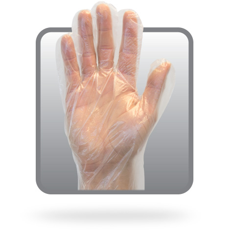 #GDPE-SIZE-4-500安全区域®透明无粉聚乙烯手套