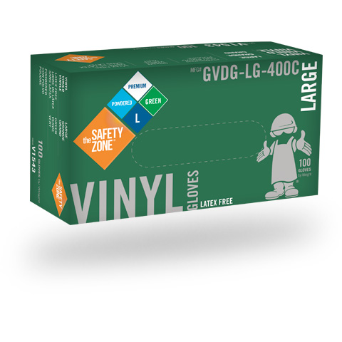 # gvdg -尺寸- 400c安全区域一次性6毫米绿色粉末乙烯基手套
