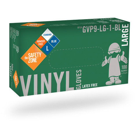 #GVNP-SIZE-1安全区域一次性3.6微米蓝色无粉乙烯基手套