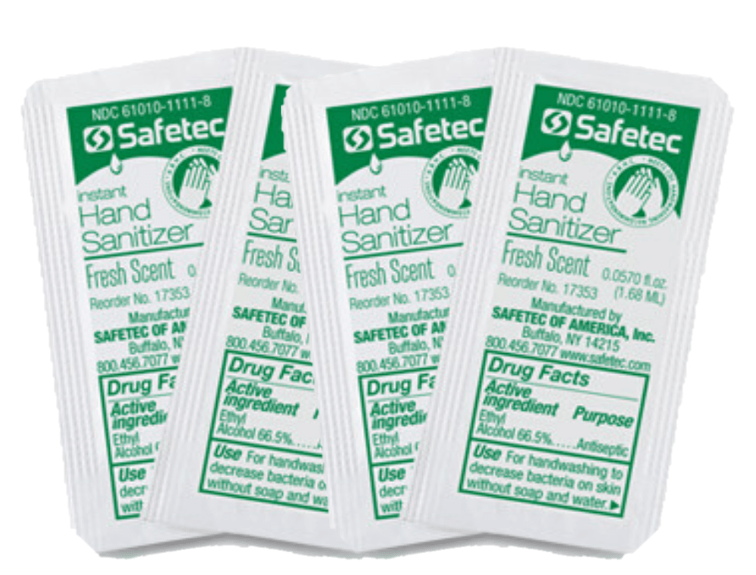 17353 Safetec®66.5%乙醇芦荟洗手液包。057盎司)