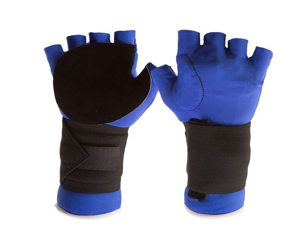 #ER509 Impacto®Ergotech弹性半指腕托手套由尼龙氨纶制成，黑色麂皮覆盖
