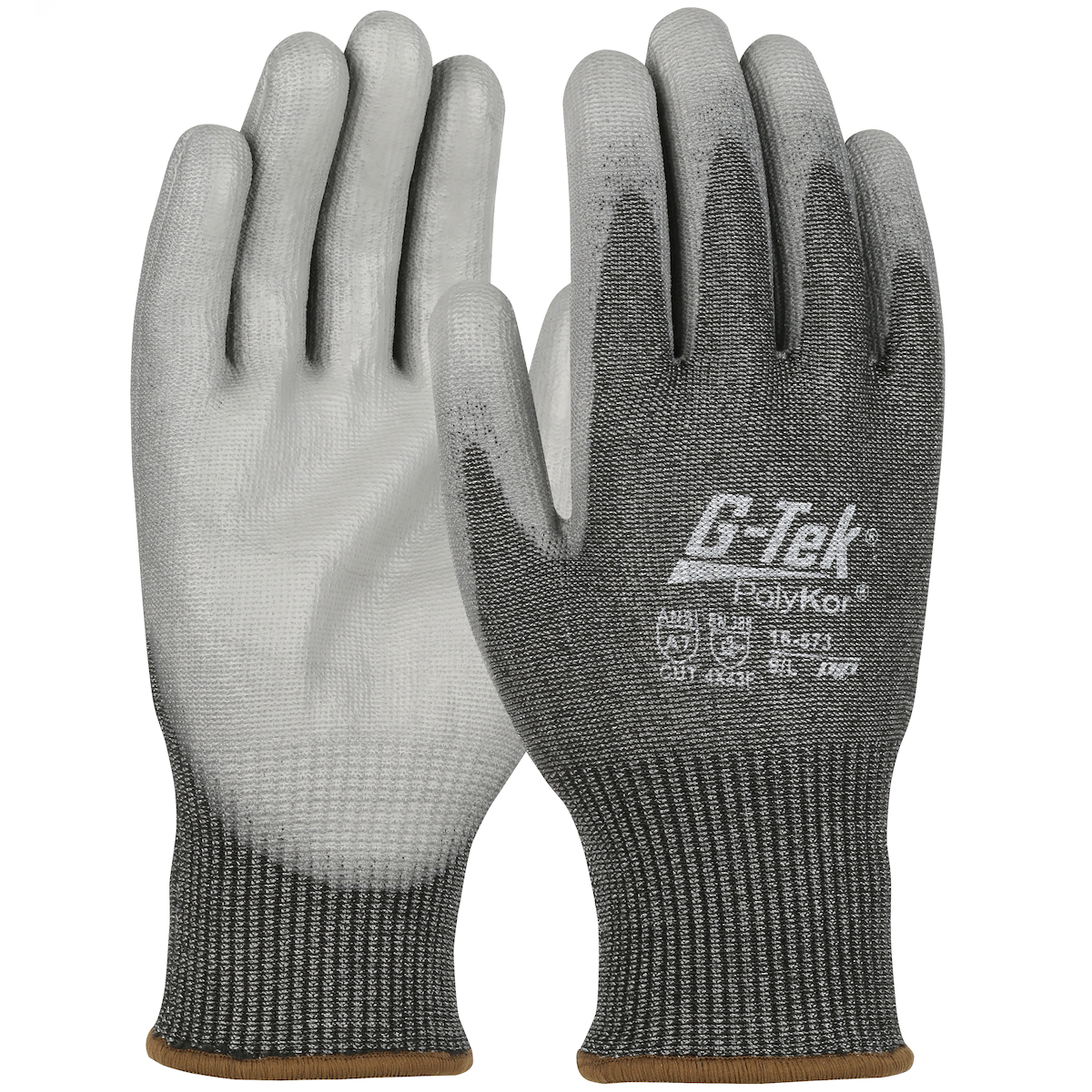 PIP®G-Tek®无缝针织PolyKor®手套，手掌和手指上涂有PU涂层握把-触摸屏兼容