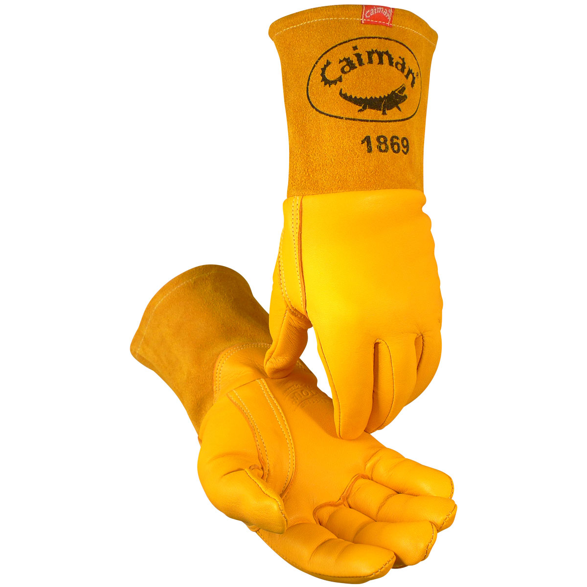 1869年凯门®谷物牛皮无衬里MIG焊接手套