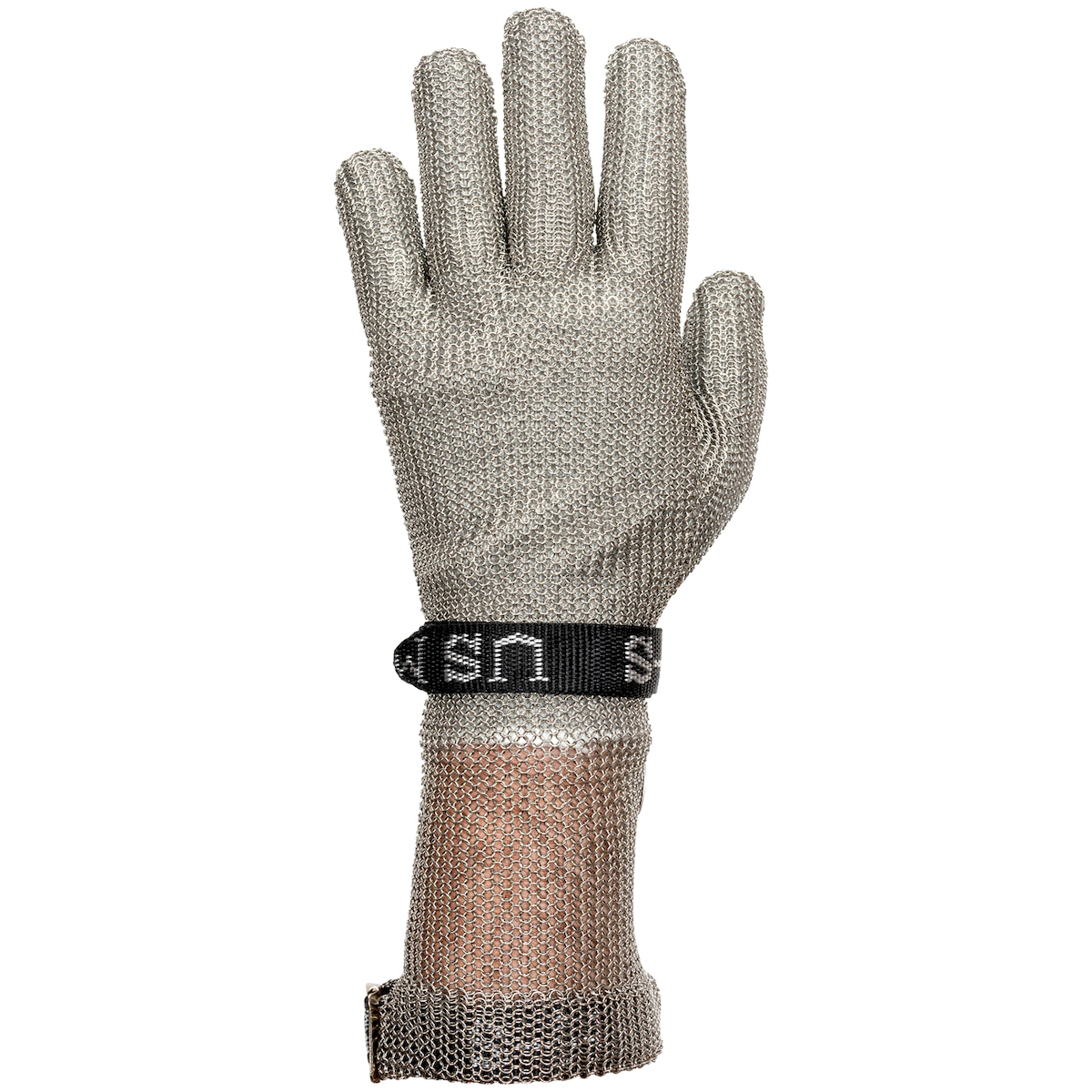 USM-1305 US Mesh®不锈钢网眼手套，可调扣回带关闭-前臂长度
