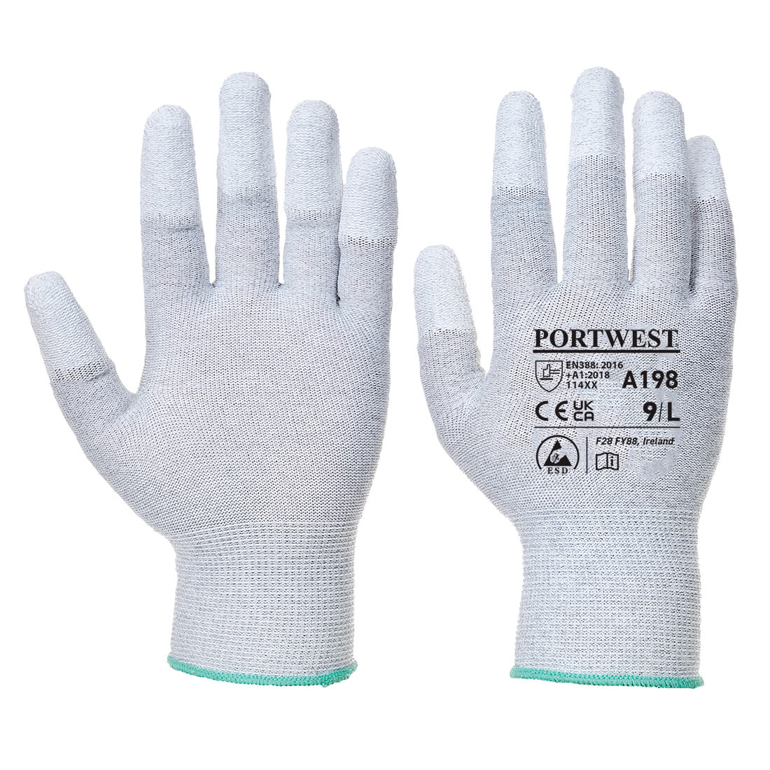 A198波特维斯特®防静电PU涂层指尖工作手套