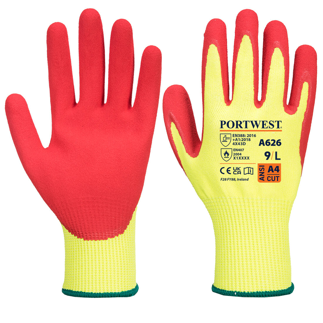 A626 Portwest®Vis-Tex HR切割高可见腈涂层工作手套