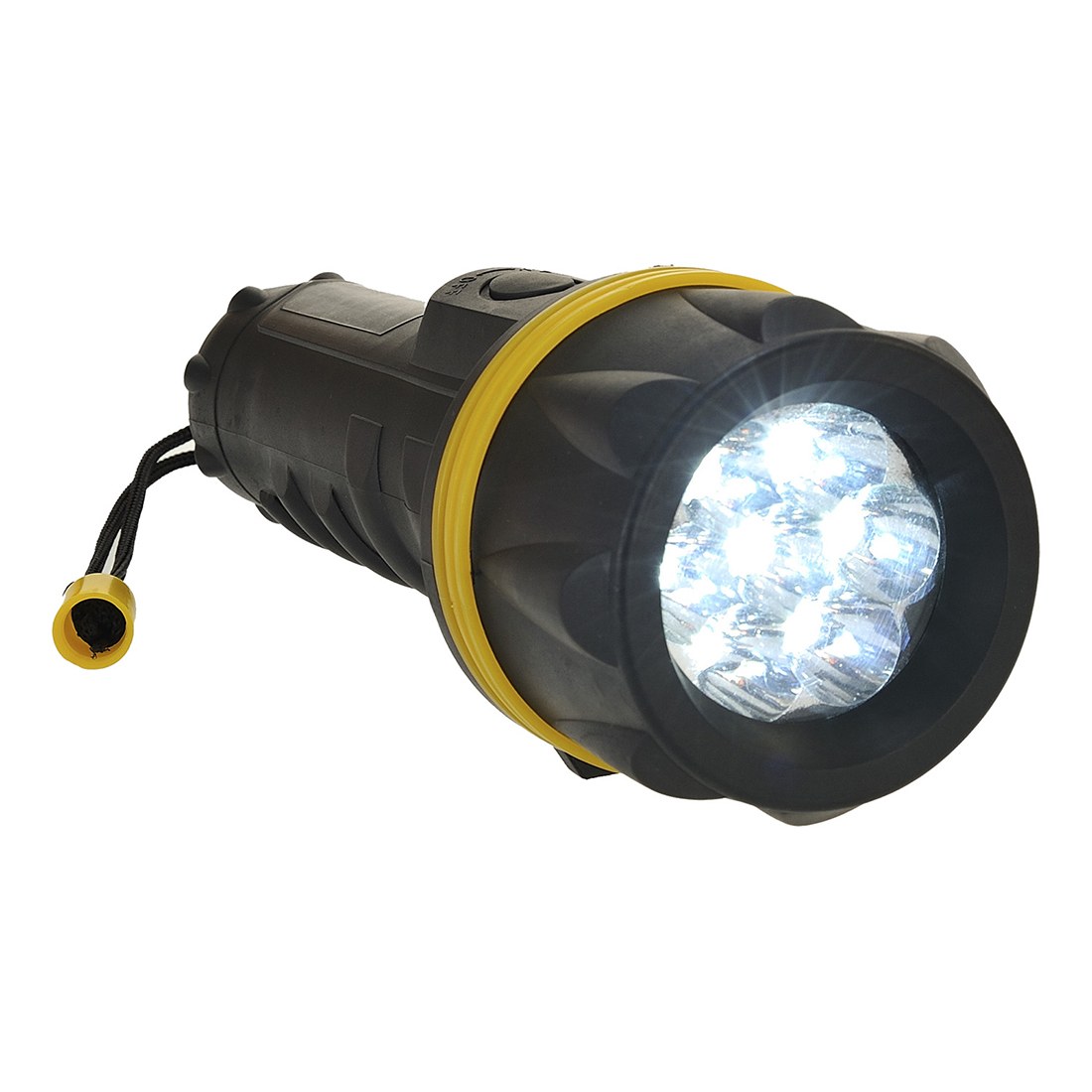 PA60 Portwest®电池驱动7 LED橡胶黑色和黄色工业手电筒