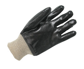 经济耐化学品PVC浸渍手套带针织腕