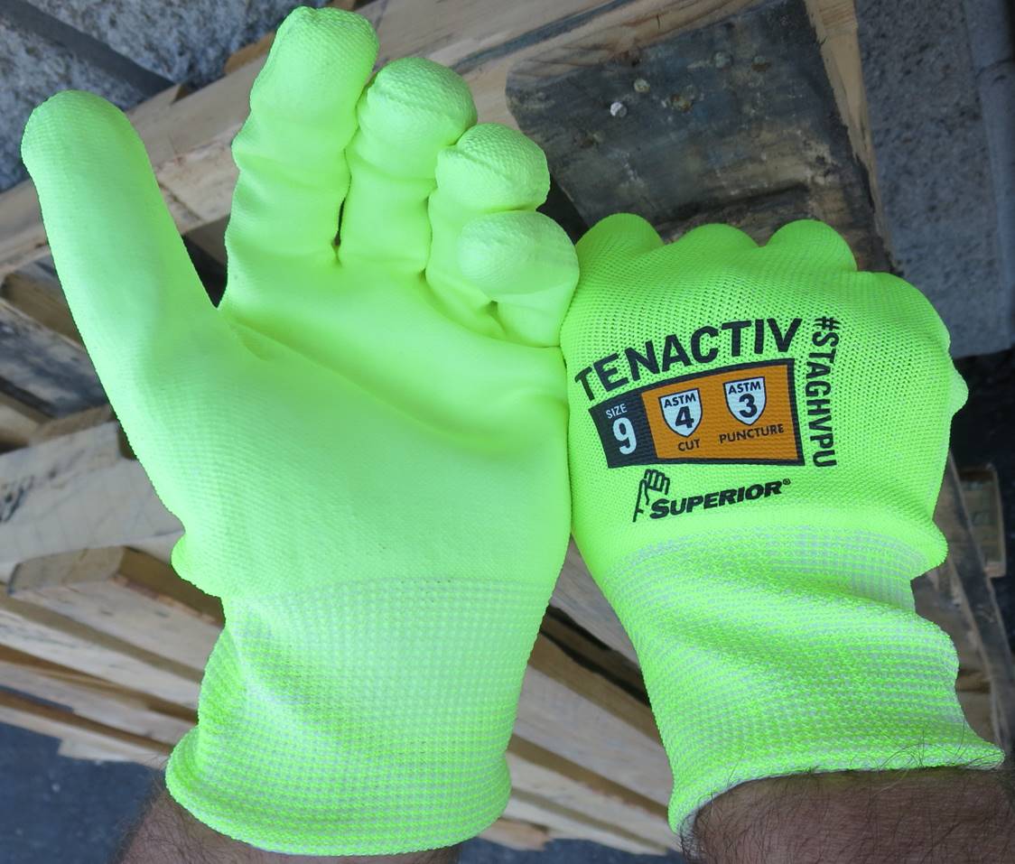 #STAGHVPU -高级手套®TenActiv™Hi-Viz手套，聚氨酯手掌