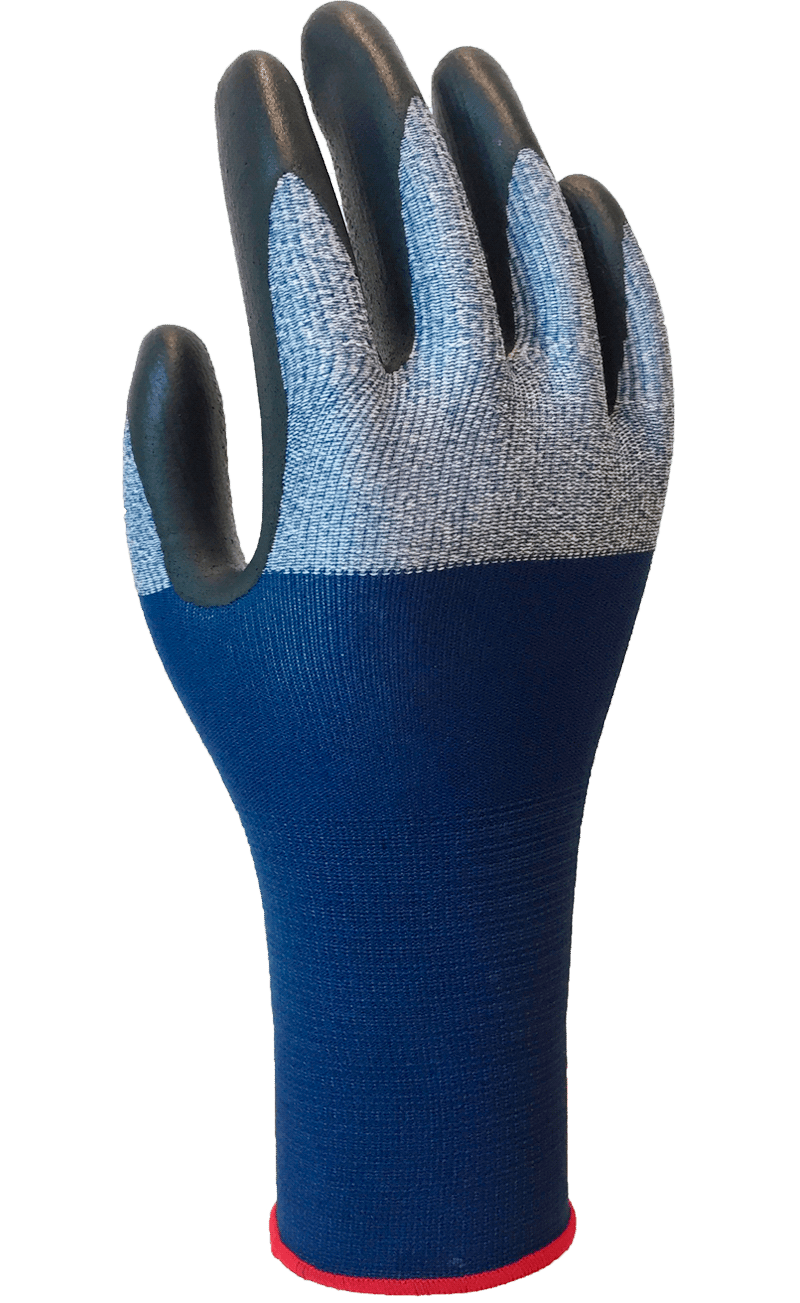 昭和®382压花黑色泡沫丁腈涂层13号无缝编织蓝色超细纤维手套