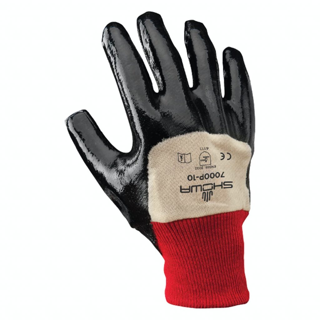 昭和®7000P通用全涂层丁腈手套，针织手腕和平滑握把