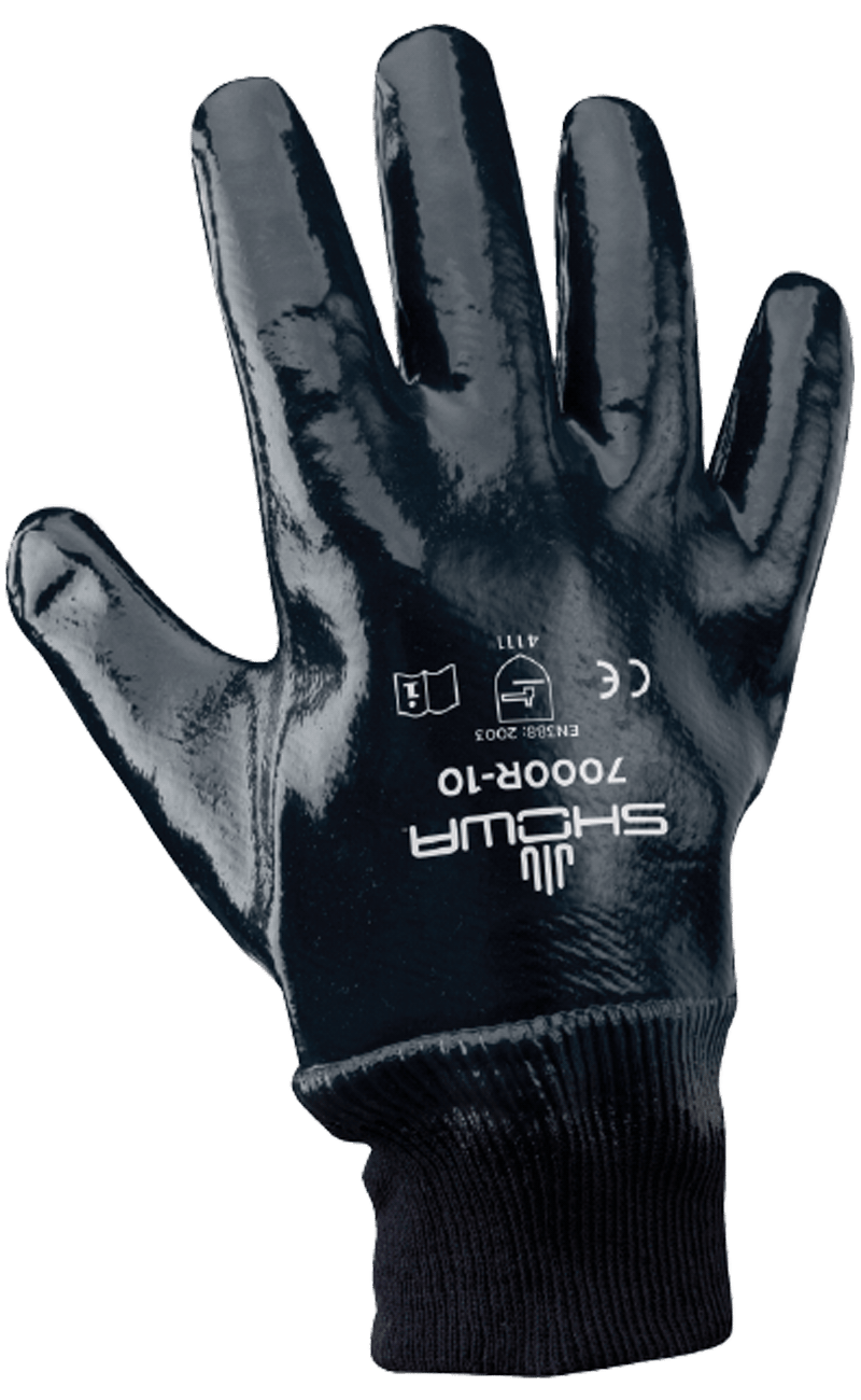 昭和®7000R通用全涂层丁腈手套与针织手腕和粗糙的抓地力