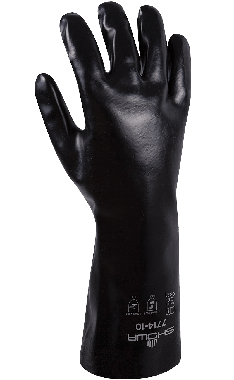 昭和®7714 PVC涂层棉衬里14英寸手套化学防护手套