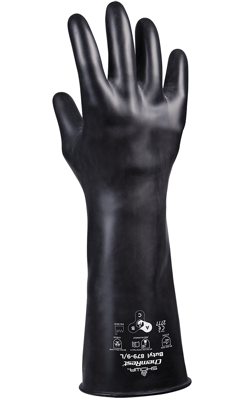 879昭和®25-Mil无衬里14英寸光滑丁基橡胶耐化学手套