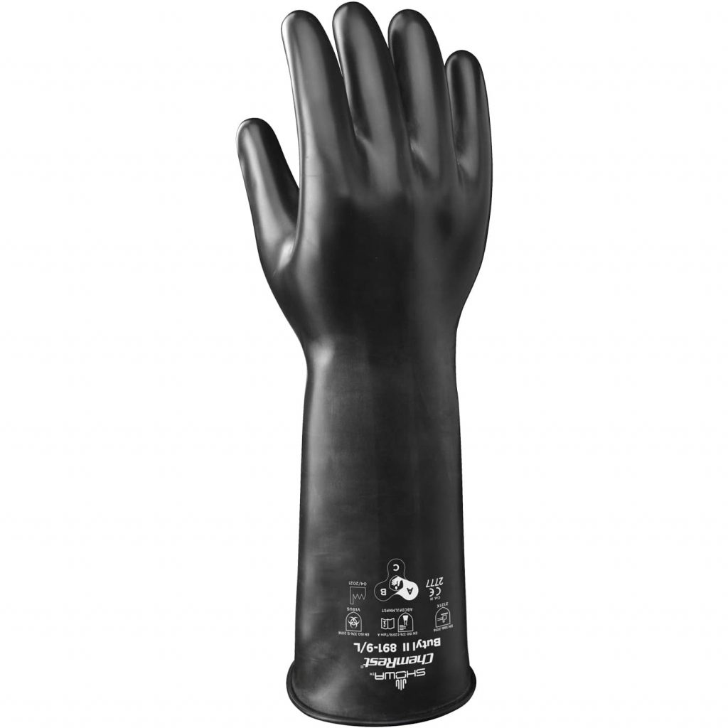 891昭和®Viton®无衬里化学抗28毫米光滑14英寸丁基手套