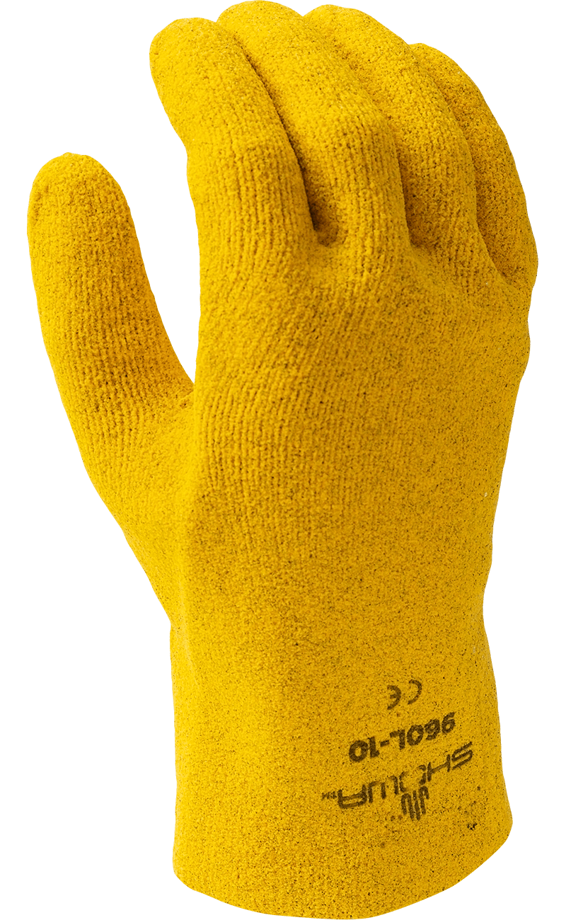 昭和®960黄色全粗糙涂层PVC棉衬里通用工作手套