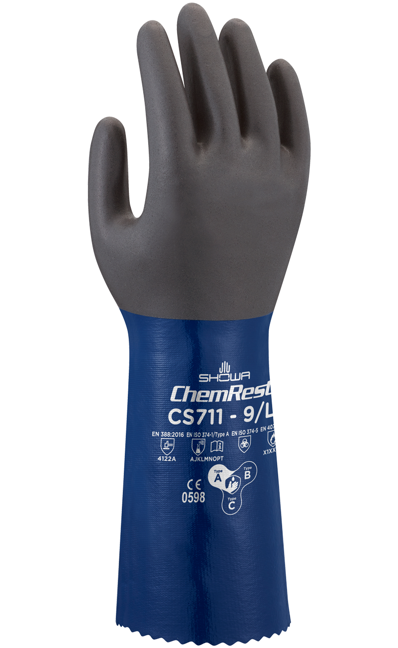 昭和®Atlas®CS711双涂层14英寸长丁腈手套-