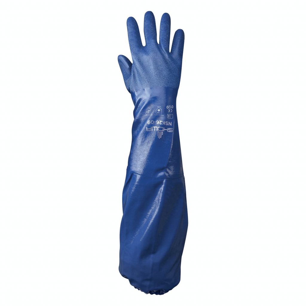 昭和®NSK26棉衬里26英寸耐化学涂层丁腈手套