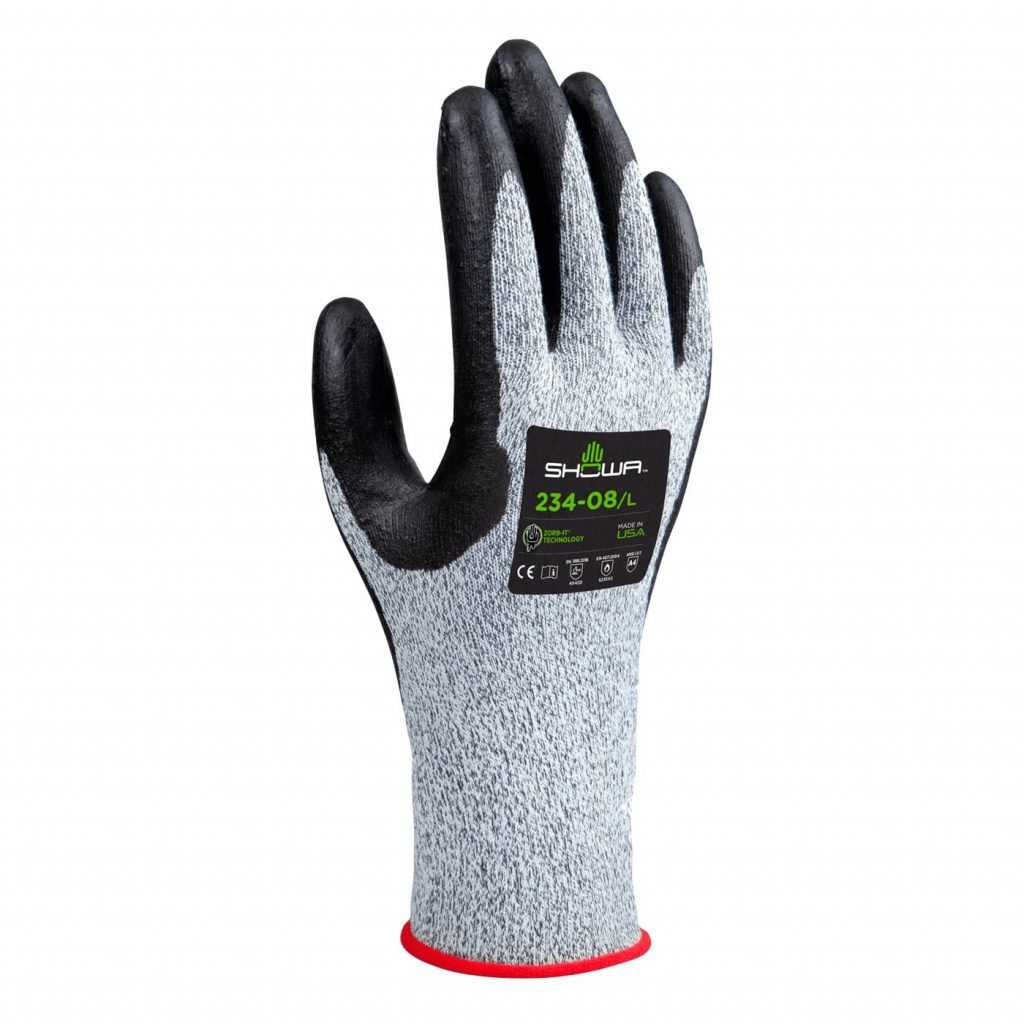 昭和®254年泡沫腈涂布15-gauge HPPE seamless knit cut level A4 gloves