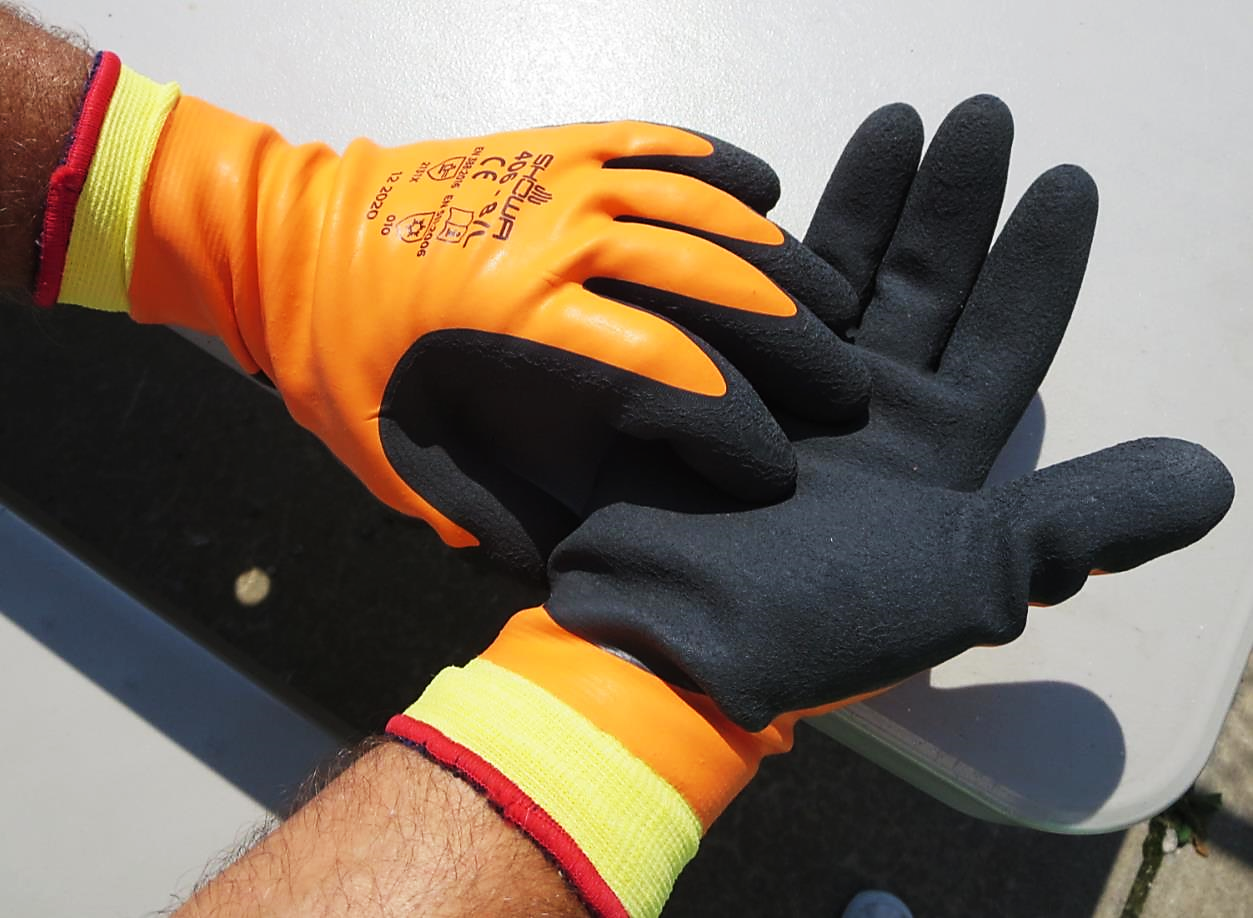 Showa® 406 rubber palm coated fluorescent orange insulated winter work gloves