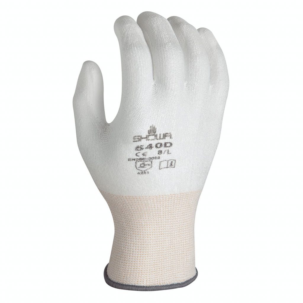 昭和®540D白色聚氨酯涂层白色无缝针织HPPE A2手套