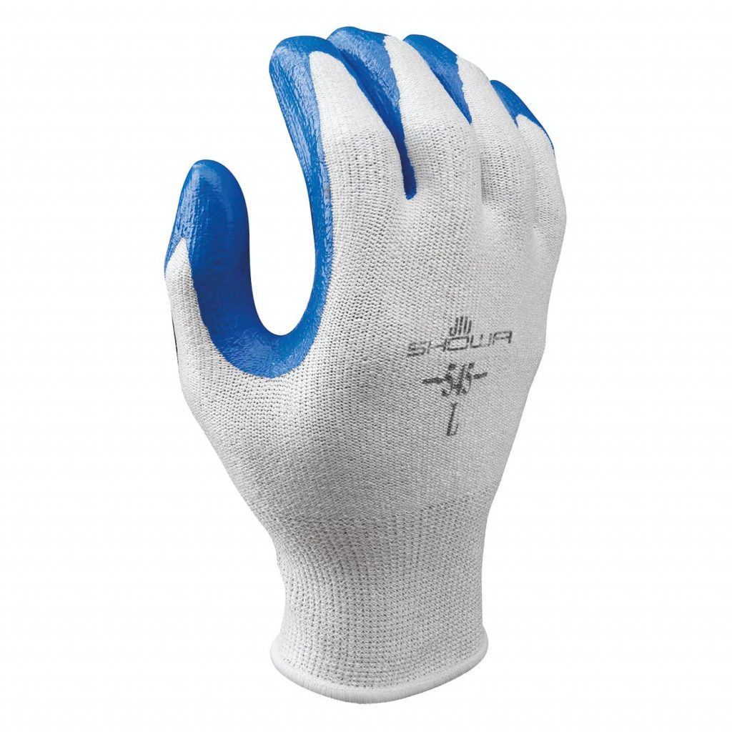 昭和®545蓝色腈涂层灰色无缝针织HPPE A2手套