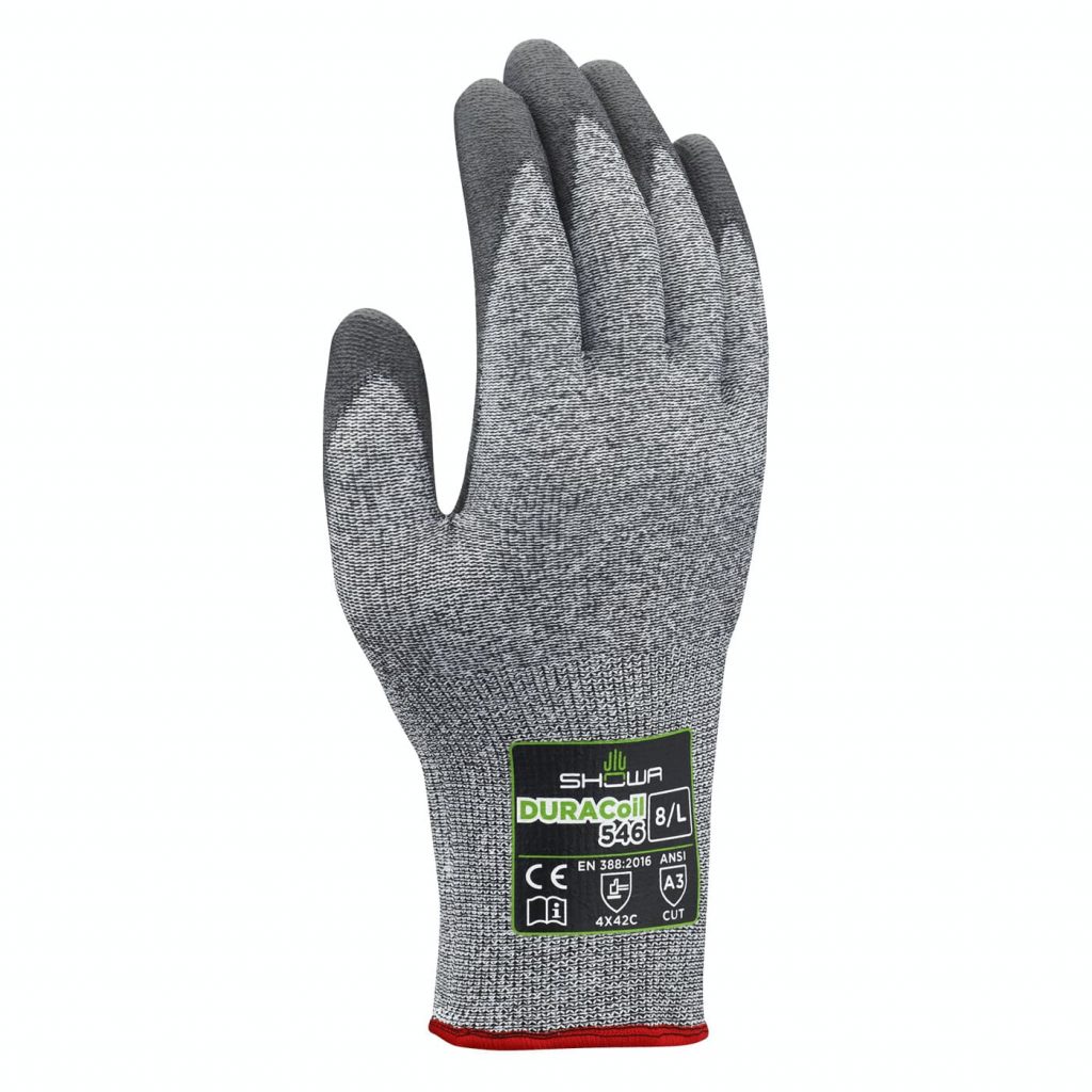 昭和®546泡沫聚氨酯手掌涂层13号HPPE增强DURACoil无缝针织切割A3级手套