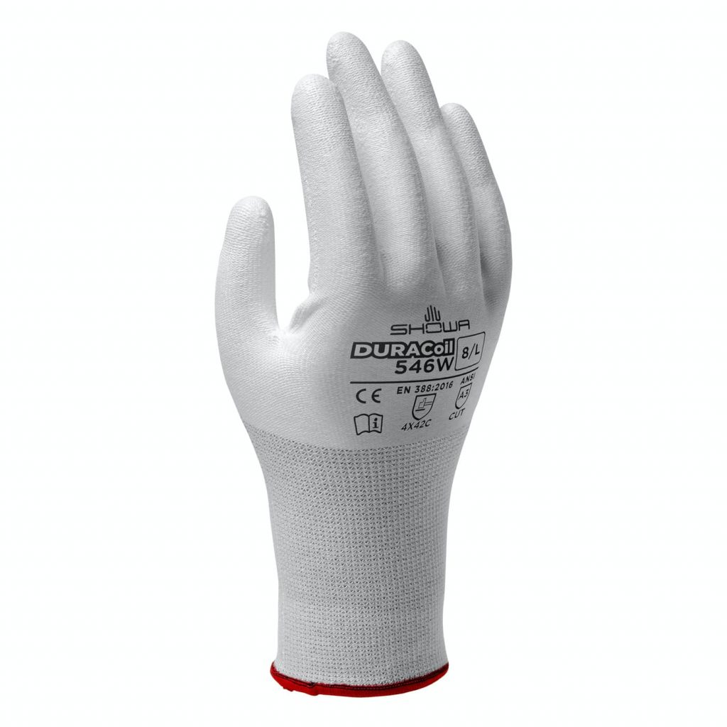 昭和®546W白色泡沫聚氨酯掌涂13号HPPE增强DURACoil无缝针织切割A3级手套