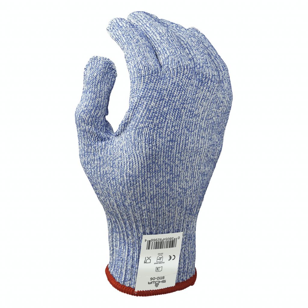 昭和8110年®ambidextrous 10规格蓝色/白色knitted HPPE cut resistant gloves