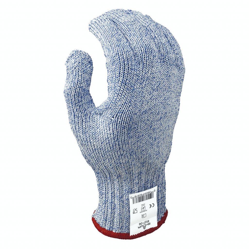 昭和®8127 ambidextrous 7-gauge蓝色/ white knitted HPPE cut resistant gloves