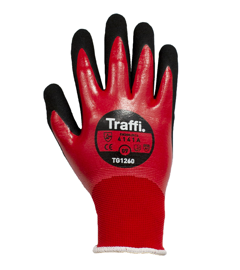 TG1260 TraffiGlove®15号无缝针织手套，双浸丁腈涂层