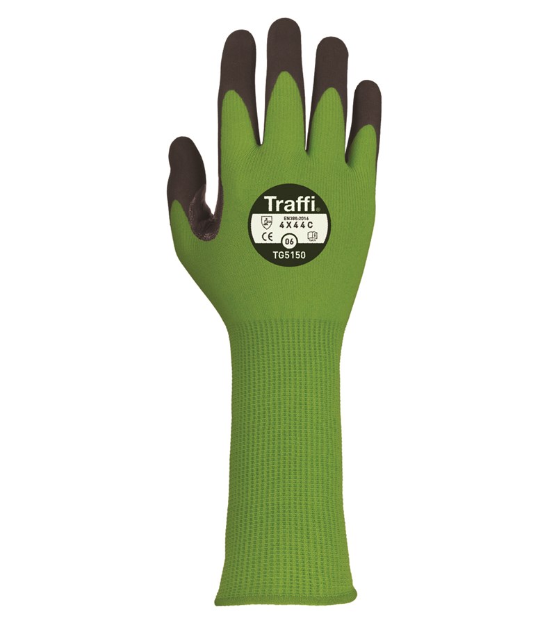 TG5150 TraffiGlove®手套MicroDex超丁腈泡沫涂层A3抗剪手套，15英寸加长袖口