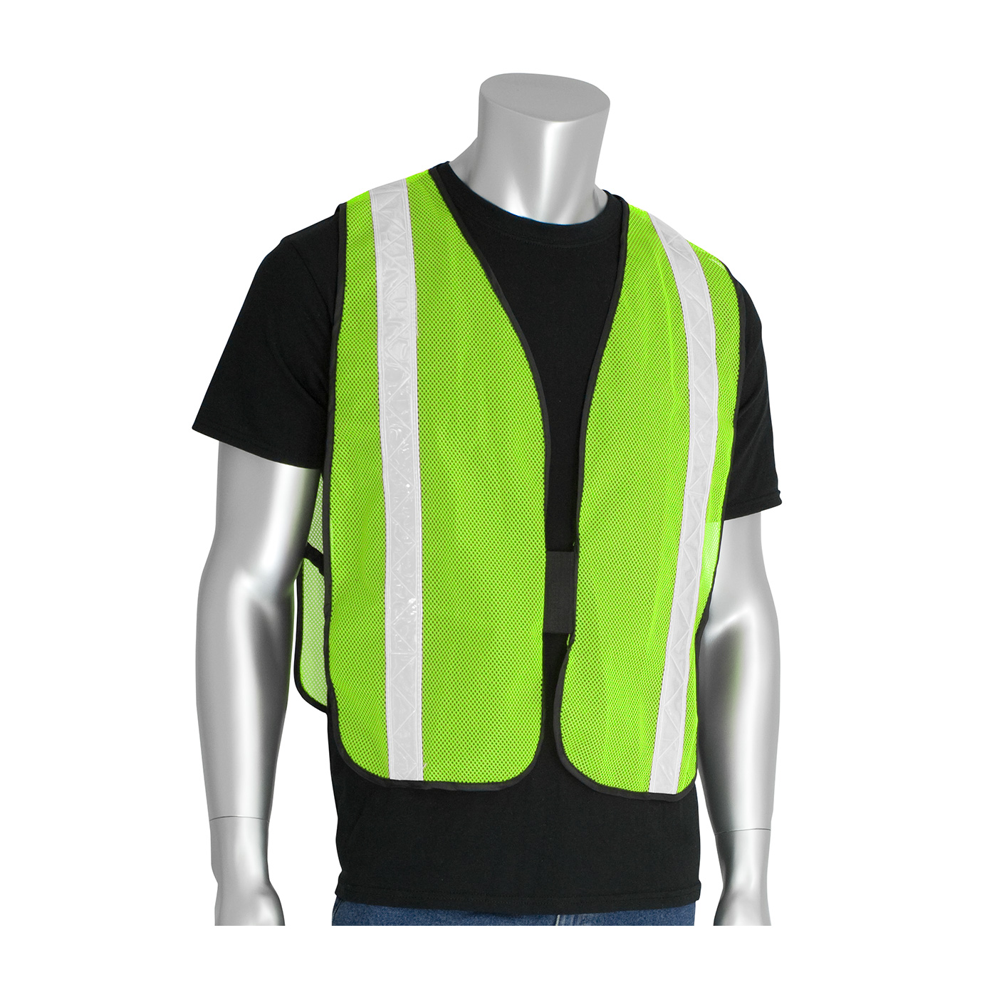 #300-EVOR-PLY PIP® Non-ANSI Red Surveyor's Style Safety Vest with a Solid Front, Mesh Back and Prismatic Tape