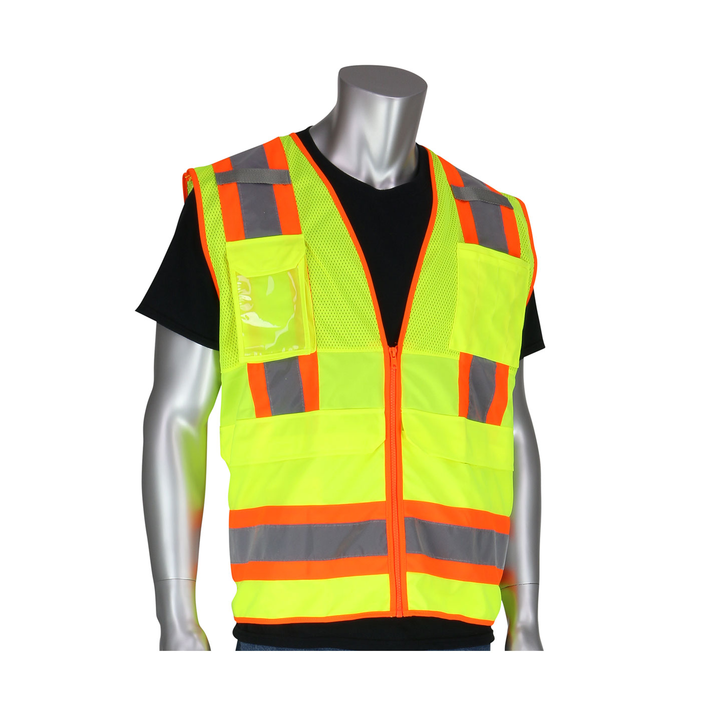 PIP®Hi Viz黄色ANSI R型2级双色十口袋测量师技术背心#302-0700