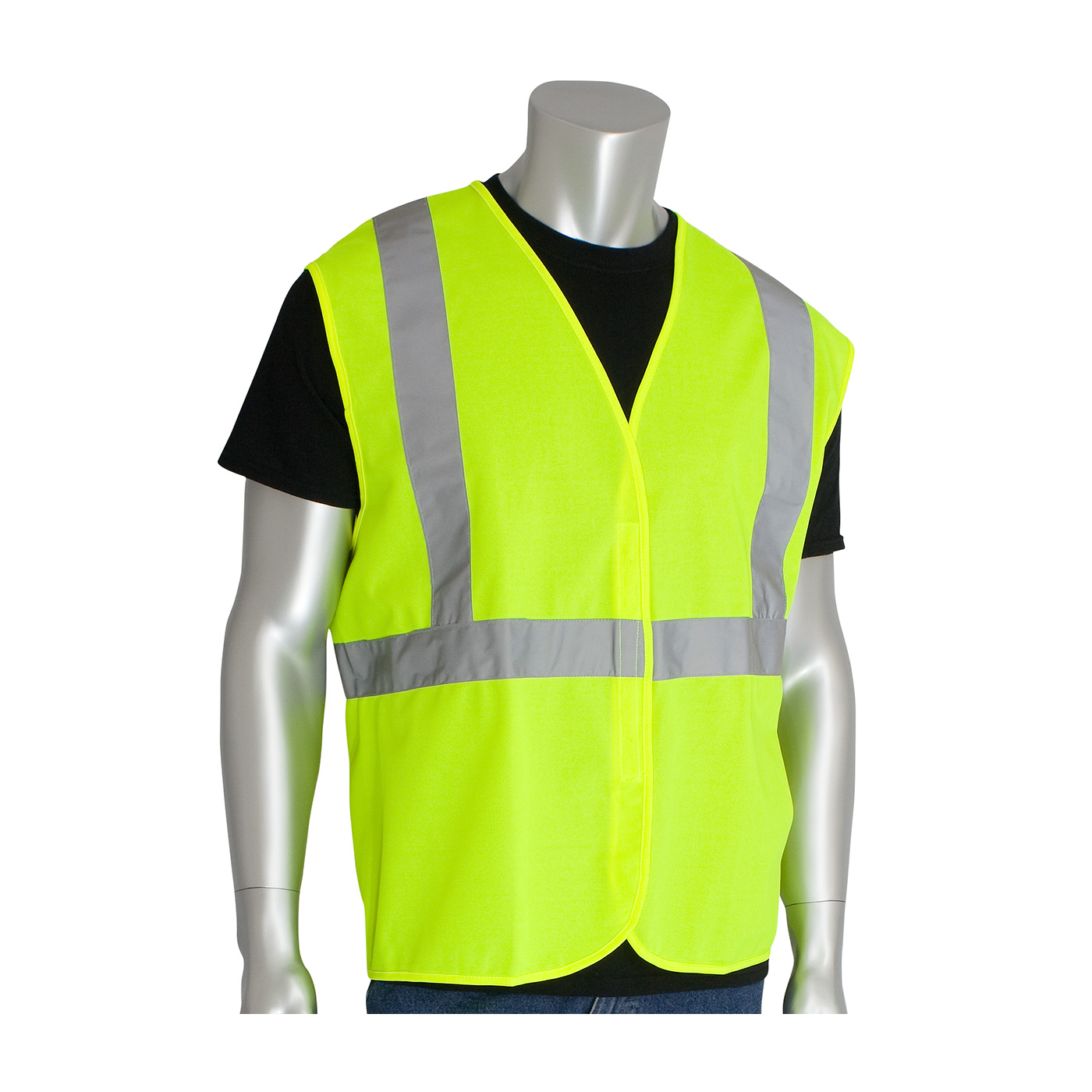 皮普®Hi-Viz黄色ANSI类型R类2值钩& Loop Solid Vest #302-WCENG