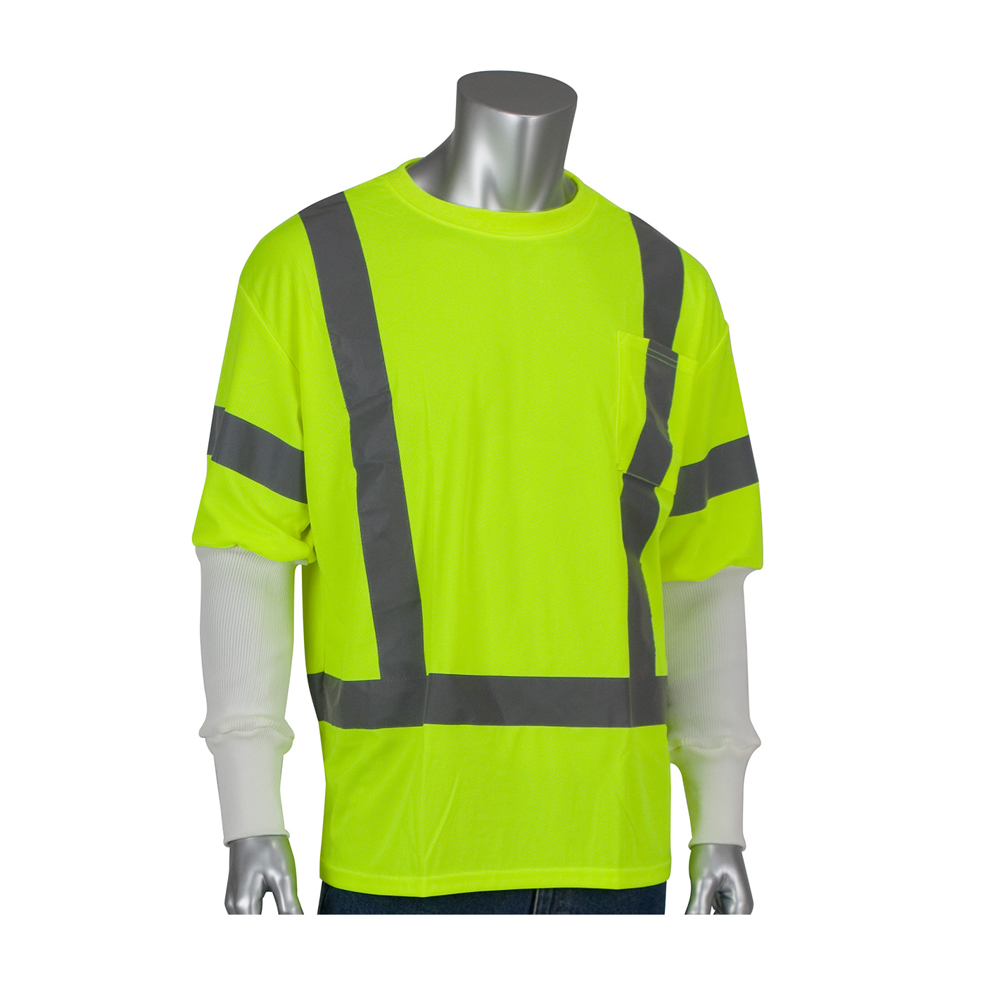 PIP® ANSI Type R Class 3 Short Sleeve T-Shirt with Integrated Pritex® Antimicrobial Sleeve #313-CNTSELY-PRI18W