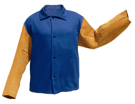 #92302蒂尔曼™海军蓝棉FR-7A®Westex®夹克与牛皮皮革袖