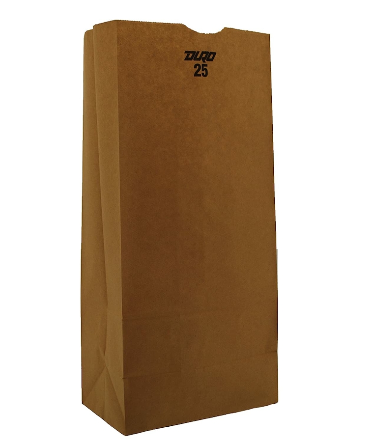 18424 Duro Hilex保利标准Kraft自开式购物袋，25#大小，40磅基本重量