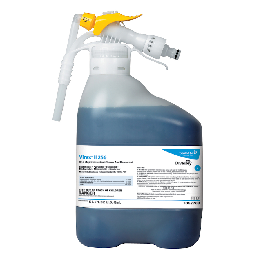 3062768 Virex®II 256消毒剂清洁剂是一种一步，季铵盐为基础的消毒剂清洁剂浓缩液，5升