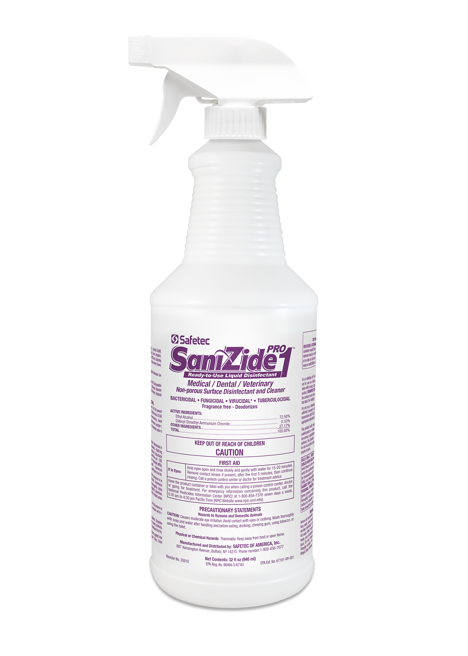 1 # 35910 Safetec SaniZide Pro Disinfectan®表面t Spray