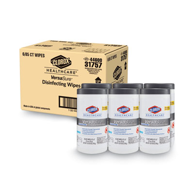 31757 Clorox®Healthcare VersaSure Cleaner消毒湿巾- 6.75 ' x 8 ' - 85 /罐