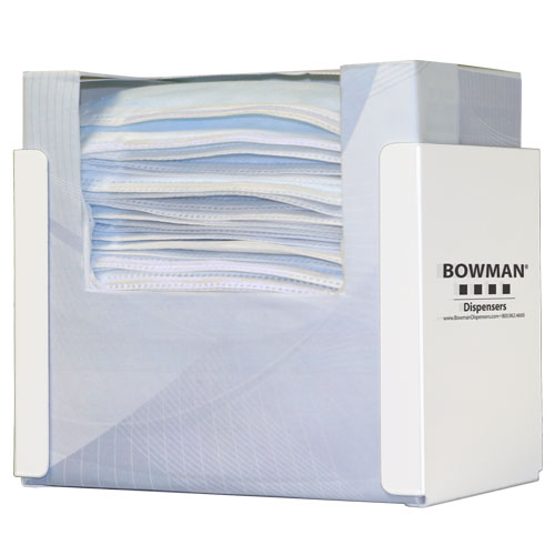 FB-040鲍曼®白色粉末涂层钢分配器可容纳一盒领带式口罩