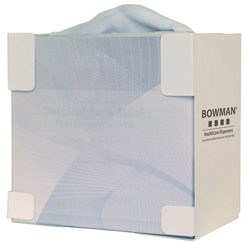 FB-063鲍曼®白色粉末涂层钢分配器可容纳一盒领带式口罩
