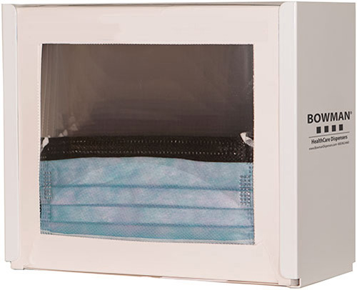 FB-090鲍曼®白色粉末涂层钢分配器可容纳一盒盾牌式口罩