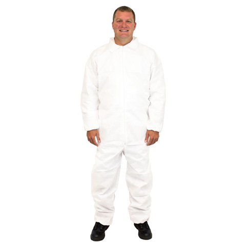 #DCWH-SIZE-SMSEWA Safety Zone® White SMS Protective Coveralls w/ Elastic Cuffs