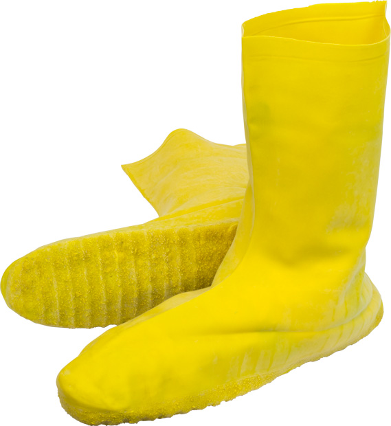 安全区黄色乳胶核/危险防护工业靴套，带纹理鞋底